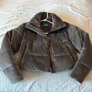 Alo Brown Velour Puffer Jacket